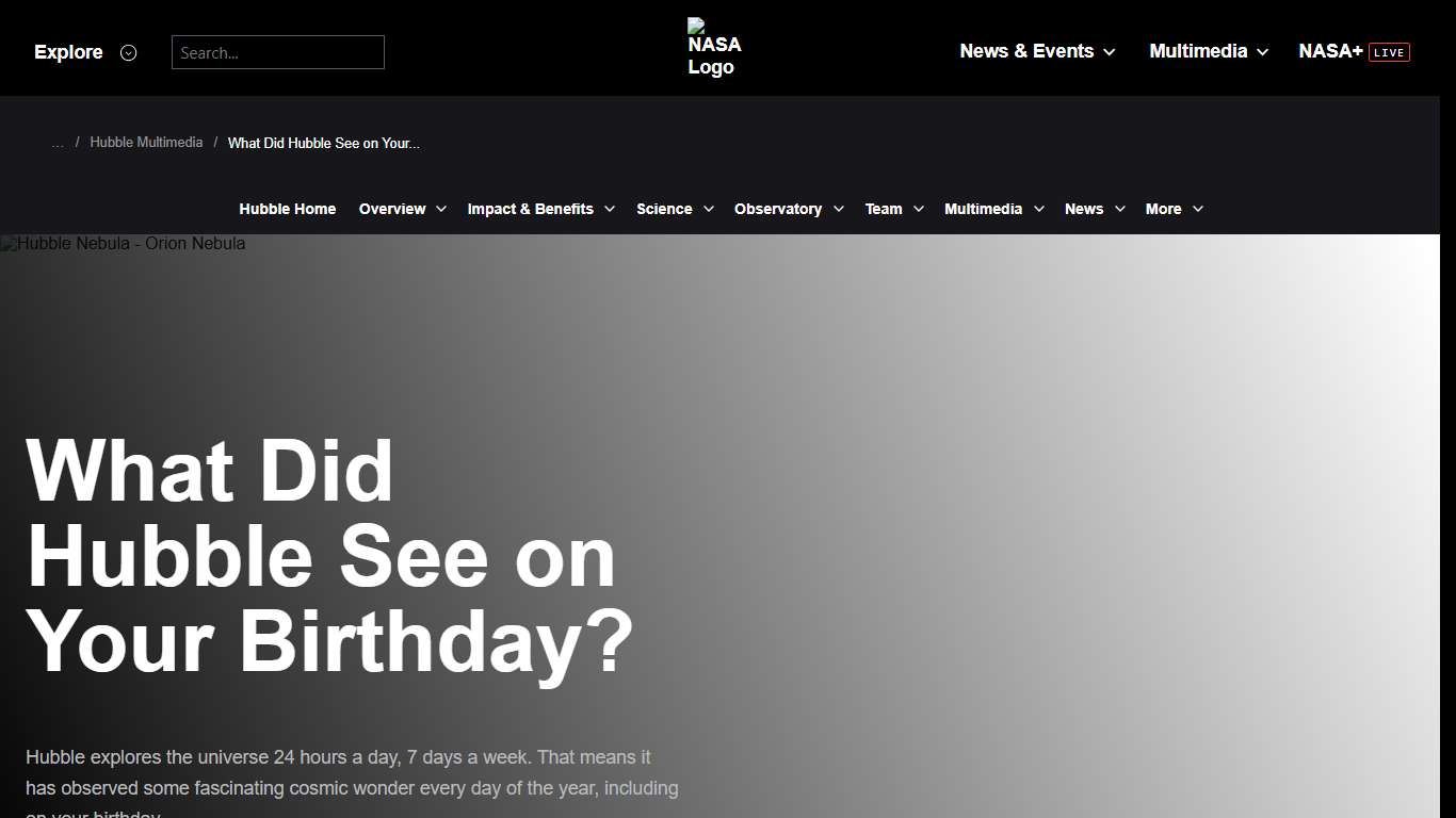 What Did Hubble See on Your Birthday? - NASA Science