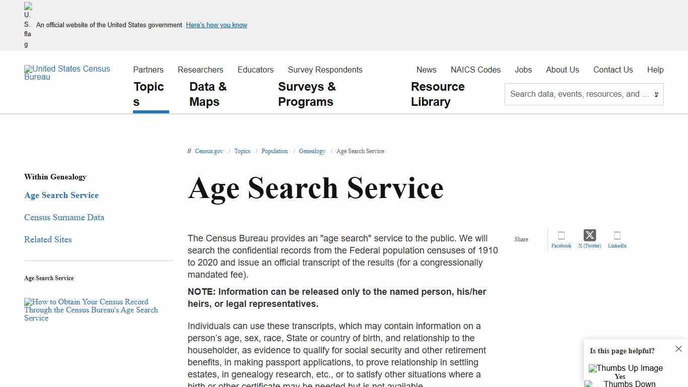 Age Search Service